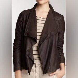 VINCE | Dark Brown Leather Asymmetrical Moto Jacket